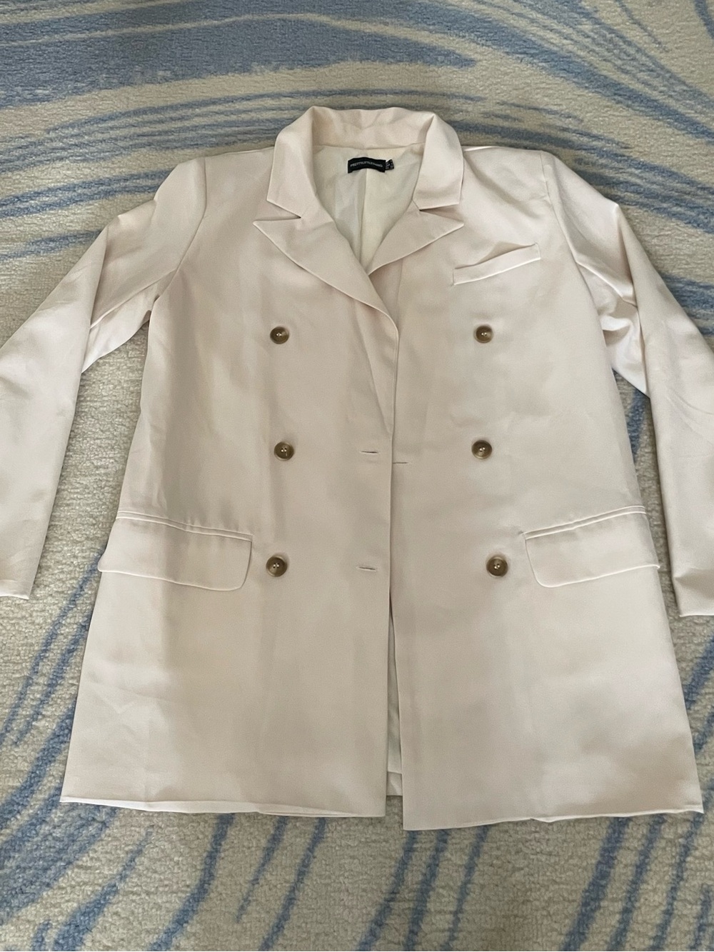 Oversize Double-Breasted Women's Blazer - Cream